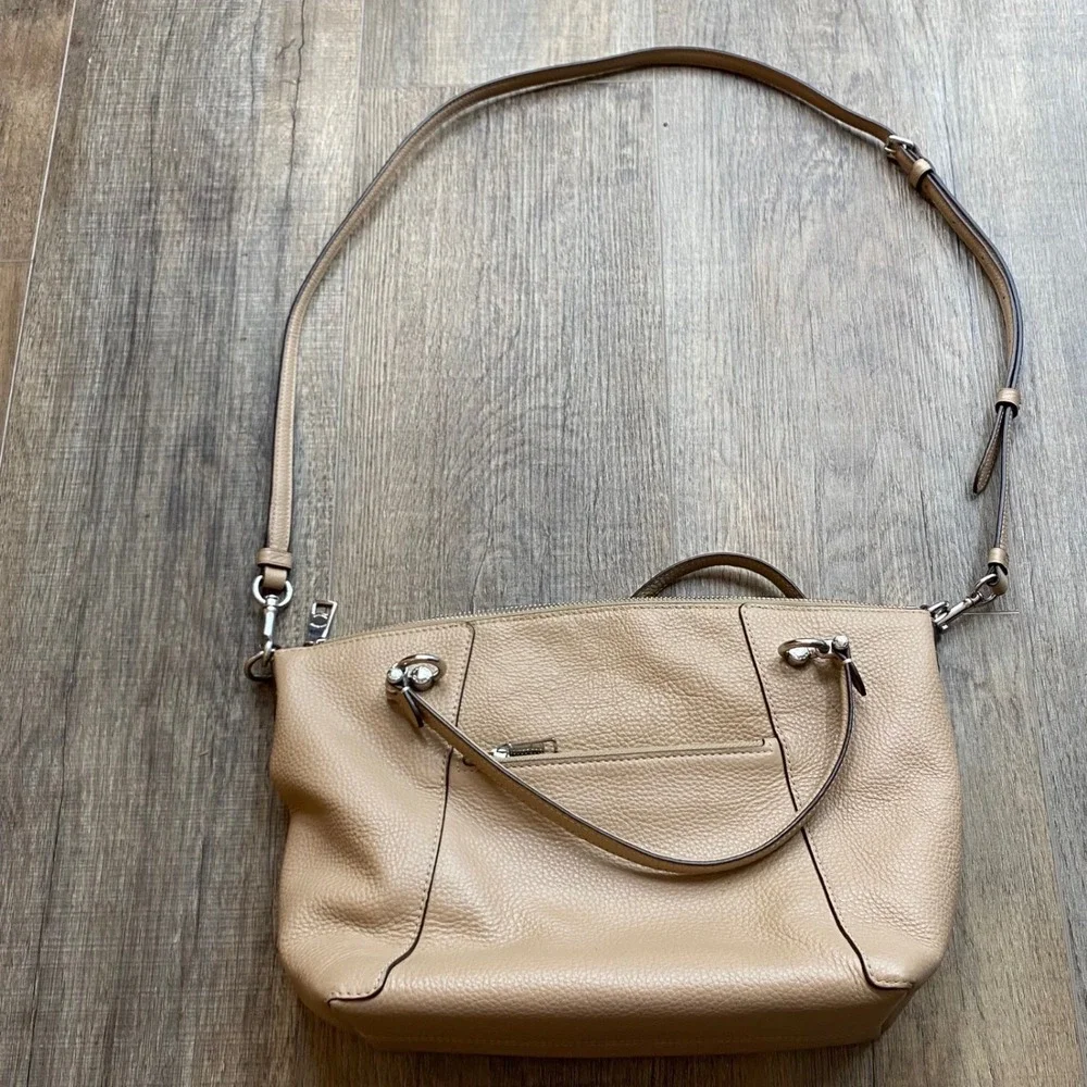 Coach Kacey Satchel‎ Taupe Pebble Leather Handbag Purse 05229 Crossbody Shoulder - Picture 3 of 9